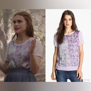 ASO Lydia Martin hinge Mixed Media Sweater Top